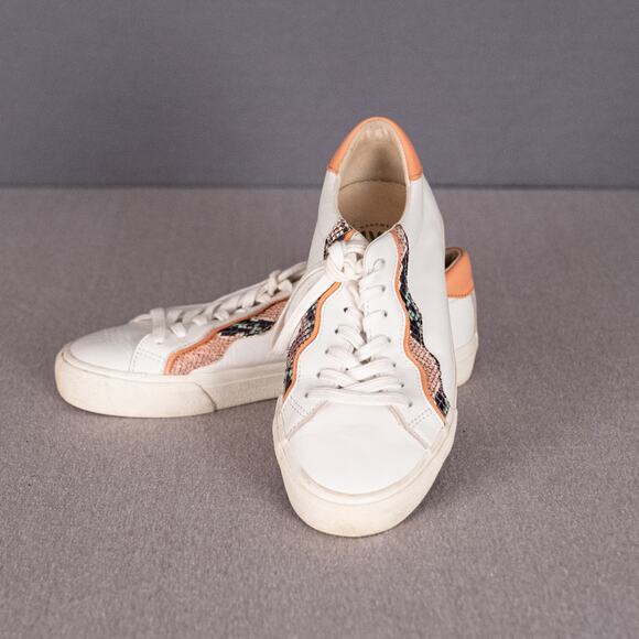 Madewell Women's Sidewalk Low Top Sneakers Snake Embossed Leather Wave Size 8.5M - Picture 2 of 6